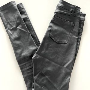 Black synthetic leather high waist skinny jeans